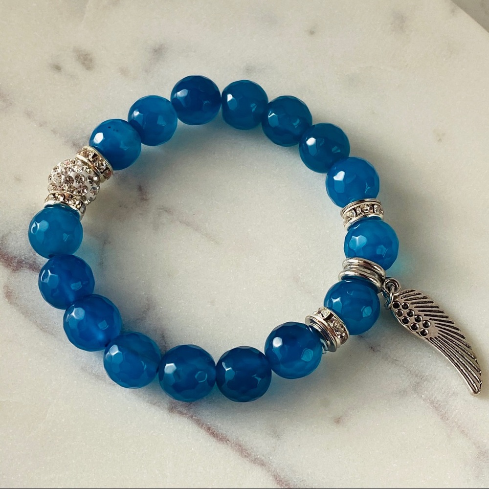 Agate Gemstone Beaded Stretchy Bracelet - Picture 3 of 3